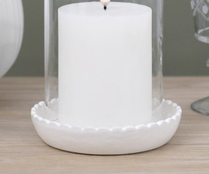 Small Corinella White Ceramic Candle Hurricane