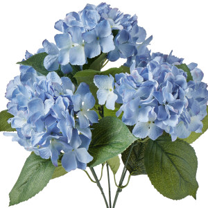 Summer Blue Hydrangeas 5-Head Bouquet, decorative artificial flower or foliage stem