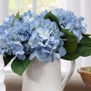 Summer Blue Hydrangeas 5-Head Bouquet, designed to add lasting floral or foliage detail to an interior display
