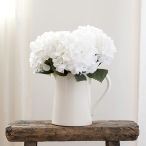 Set 5 Snowball White Hydrangea Bouquet, designed to add lasting floral or foliage detail to an interior display