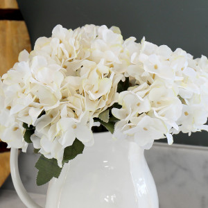 Set 3 Soft Cream Hydrangea Stems, decorative flowers or foliage for vase styling