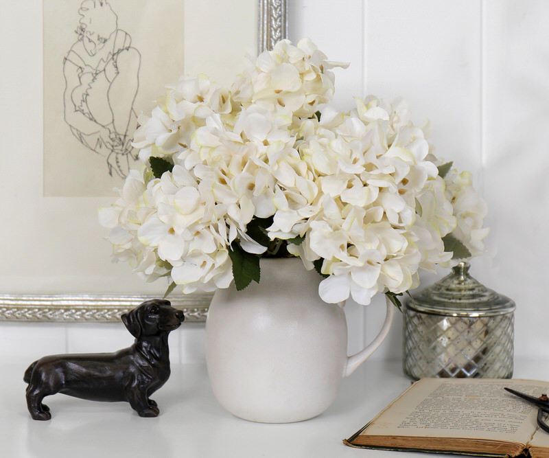 Set 3 Soft Cream Hydrangea Stems