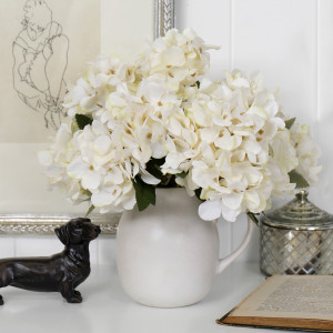 Set 3 Soft Cream Hydrangea Stems, a decorative botanical stem or arrangement for styling in a vase