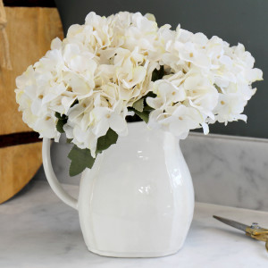 Set 3 Soft Cream Hydrangea Stems, decorative home accessory