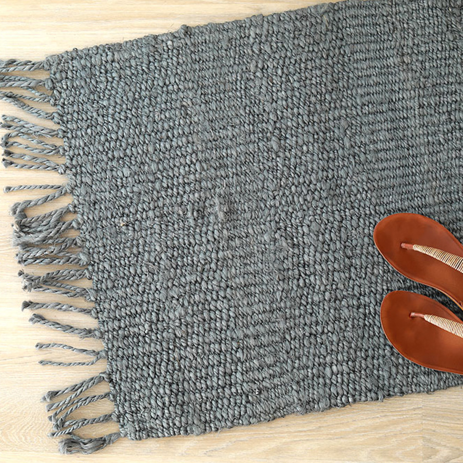 Montana French Grey Jute Indoor Mat, decorative doormat for an entryway