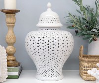 Savoy Lace White Ginger Jar - Large
