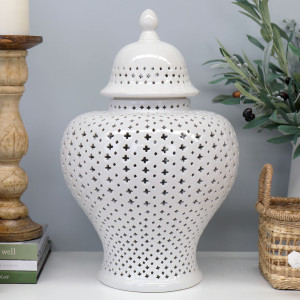 Savoy Lace White Ginger Jar - Large