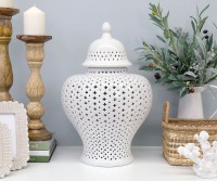 Savoy Lace White Ginger Jar - Large