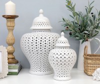 Savoy Lace White Ginger Jar - Large