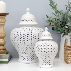 Savoy Lace White Ginger Jar - Large