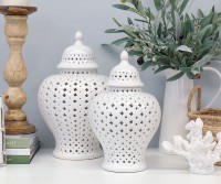 Savoy Lace White Ginger Jar - Small