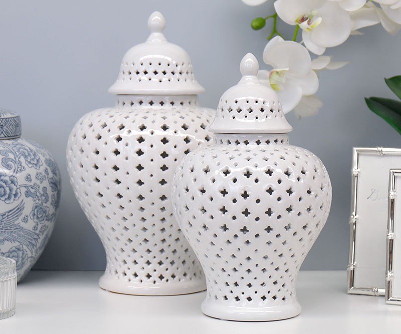 Savoy Lace White Ginger Jar - Small