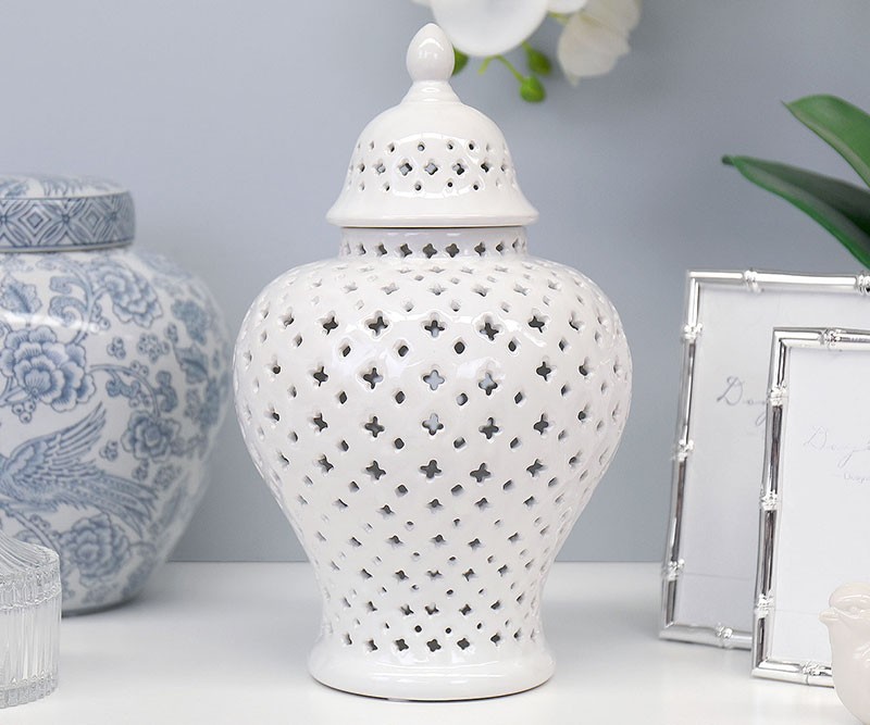 Savoy Lace White Ginger Jar - Small