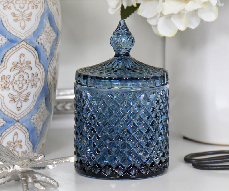 New Orleans Blue Diamond Trinket Jar - Small