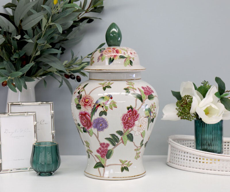 Hollingbury Peony & Parrots Ginger Jar