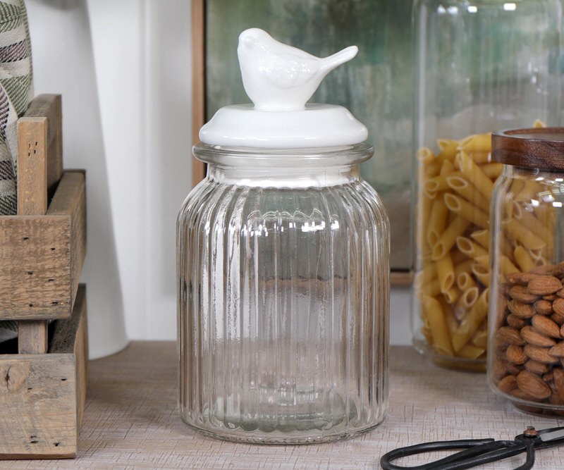 Sussex Sparrow Glass Storage Jar