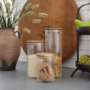 Tall Eleanor Fluted Glass Storage Jar, a drinkware piece for serving and tabletop use