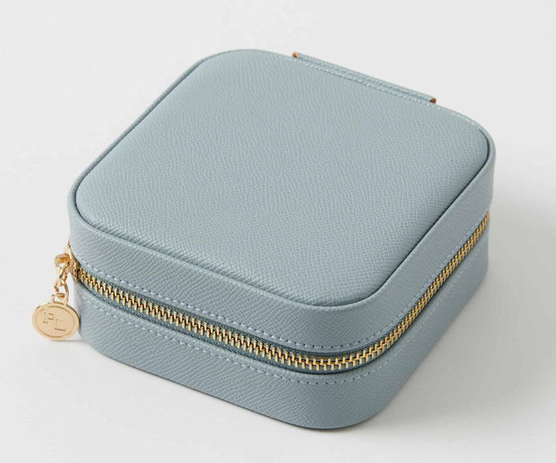 Square Ambrosia Blue Travel Jewellery Case