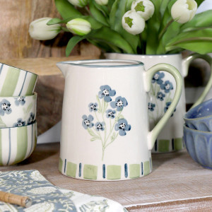 Isobel Blue Floral Jug, designed as a practical jug with decorative tabletop appeal