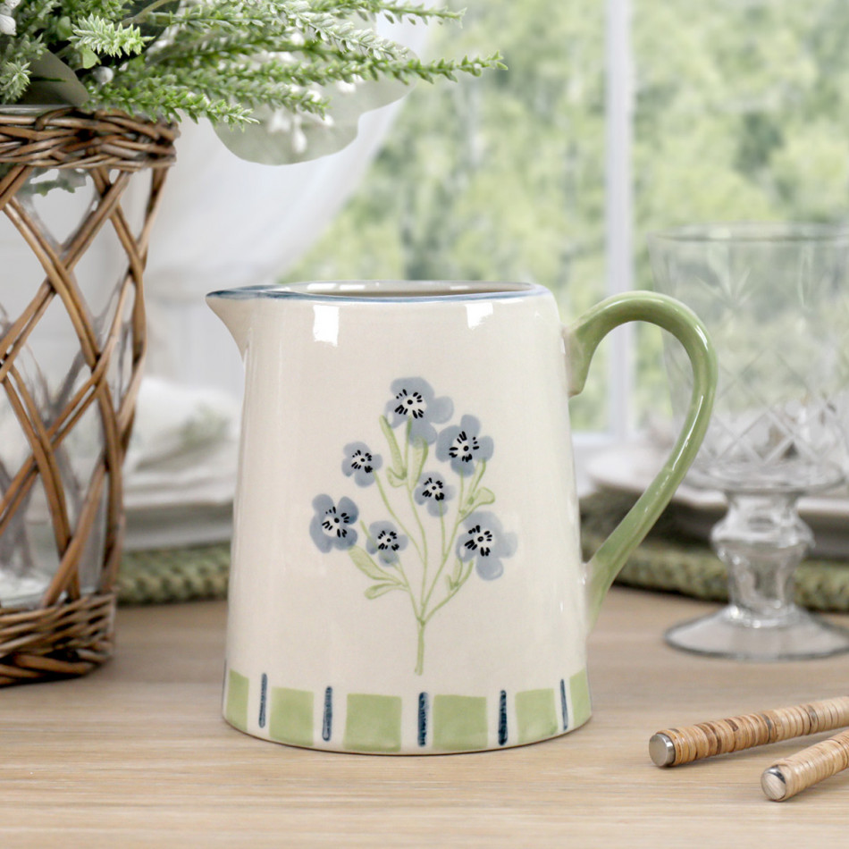 Isobel Blue Floral Jug, a decorative jug for serving or flower display