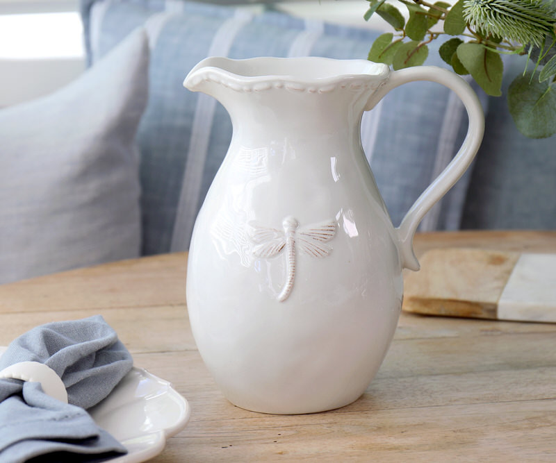Dragonfly French Country White Jug