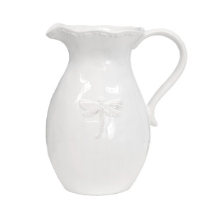 Dragonfly French Country White Jug, a handled vessel suited to serving or displaying a flower arrangement