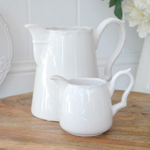 Elise French Country White Jug, a handled vessel suited to serving or displaying a flower arrangement