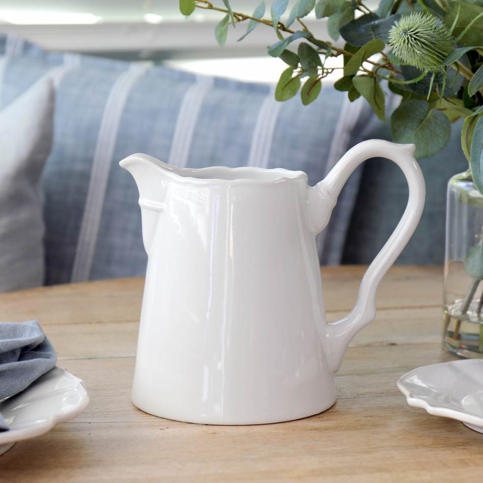Elise French Country White Jug, a decorative jug for serving or flower display