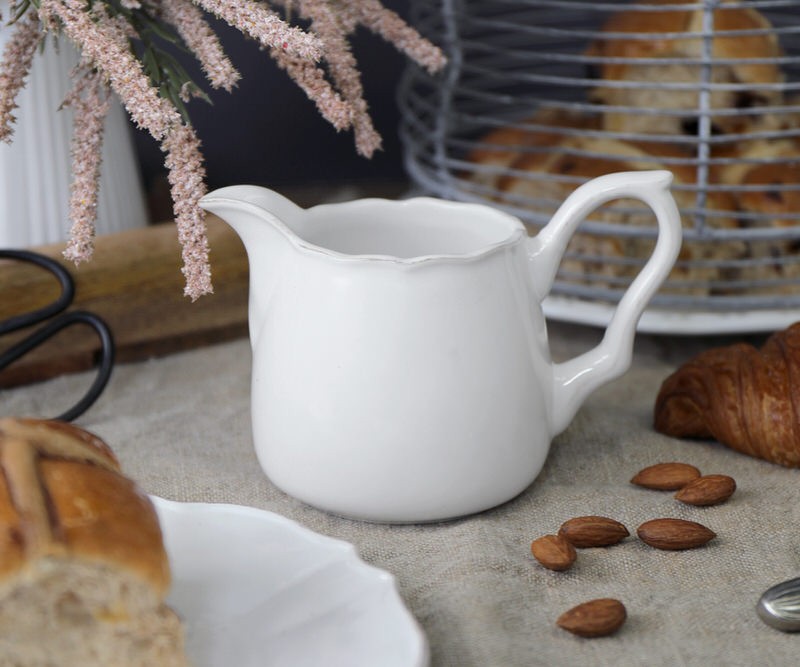 Elise Milk Jug White Jug Scroll Handle Home accessories and