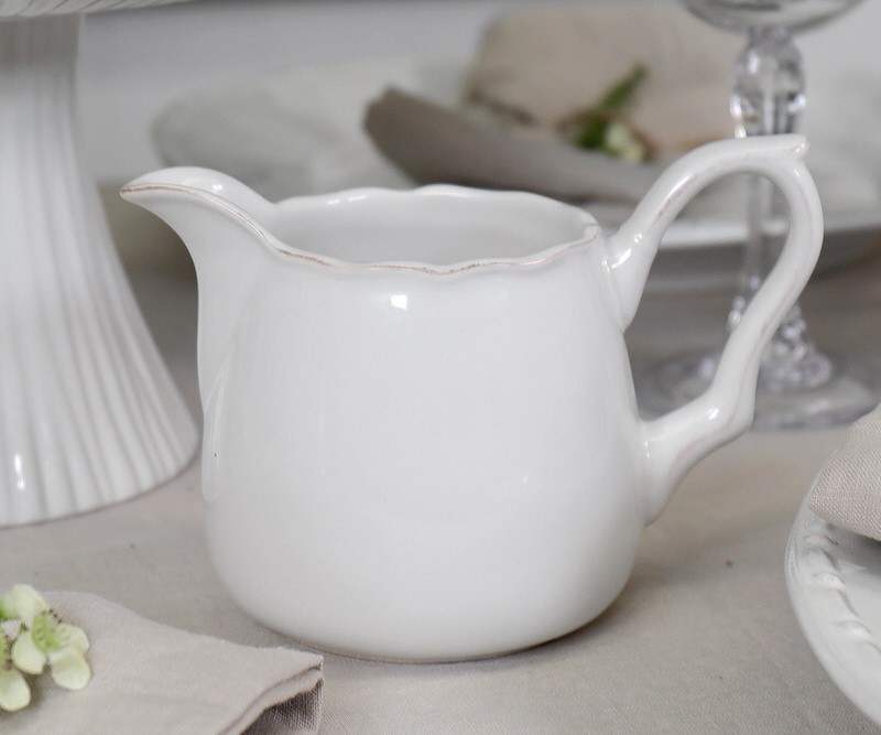 Elise Milk Jug - White Jug Scroll Handle