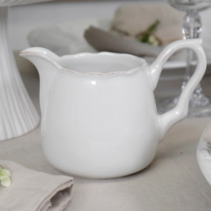 Elise Milk Jug - White Jug Scroll Handle