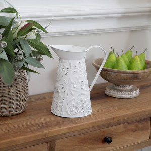 Short Sonata Embossed Vintage Jug, a handled vessel suited to serving or displaying a flower arrangement