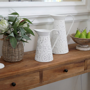 Short Sonata Embossed Vintage Jug, a decorative jug for serving or flower display
