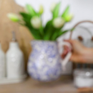 Short Wisteria Lane Blue Jug, a decorative jug for serving or flower display