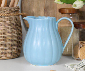 Cornflower Blue Fluted Jug