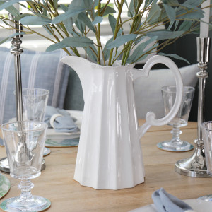 Bordeaux Fluted White Jug, a handled vessel suited to serving or displaying a flower arrangement