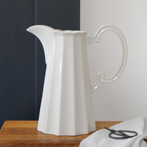 Bordeaux Fluted White Jug, decorative tableware