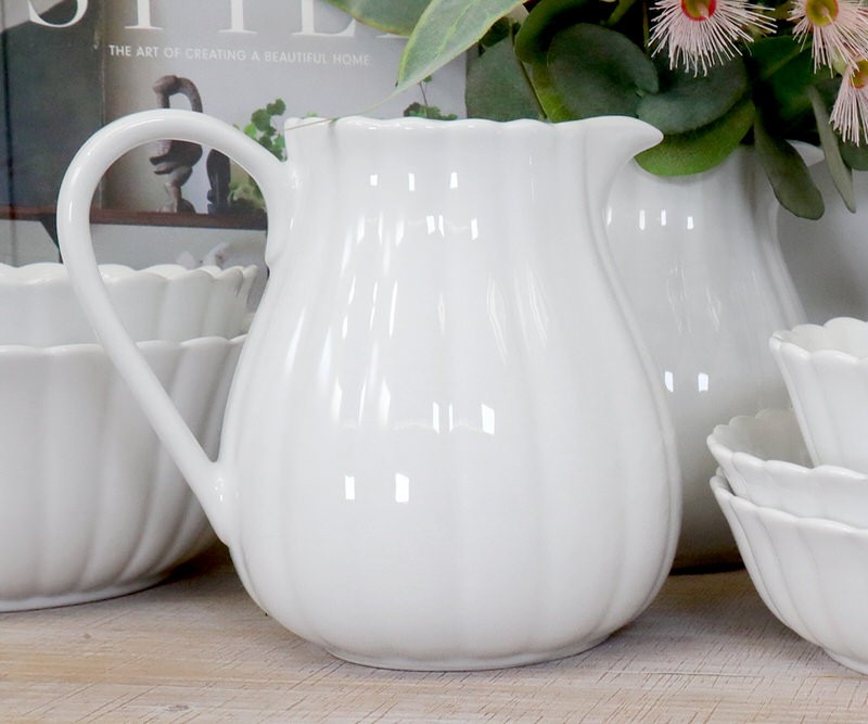 Charlotte Scalloped White Jug