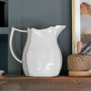 Elgarth White Jug, a handled vessel suited to serving or displaying a flower arrangement