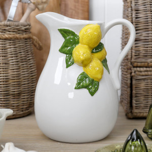 Limone Ceramic Jug - Yellow Lemons Pitcher, decorative tableware