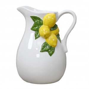 Limone Ceramic Jug - Yellow Lemons Pitcher, a decorative jug for serving or flower display