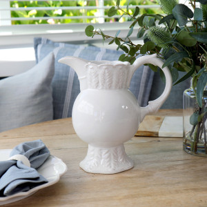 Maison White Jug - White Pitcher, designed as a practical jug with decorative tabletop appeal