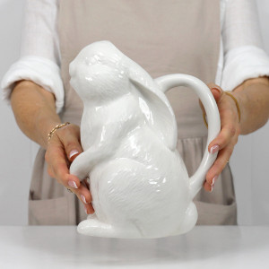 Briarwood White Rabbit Jug being held up front on