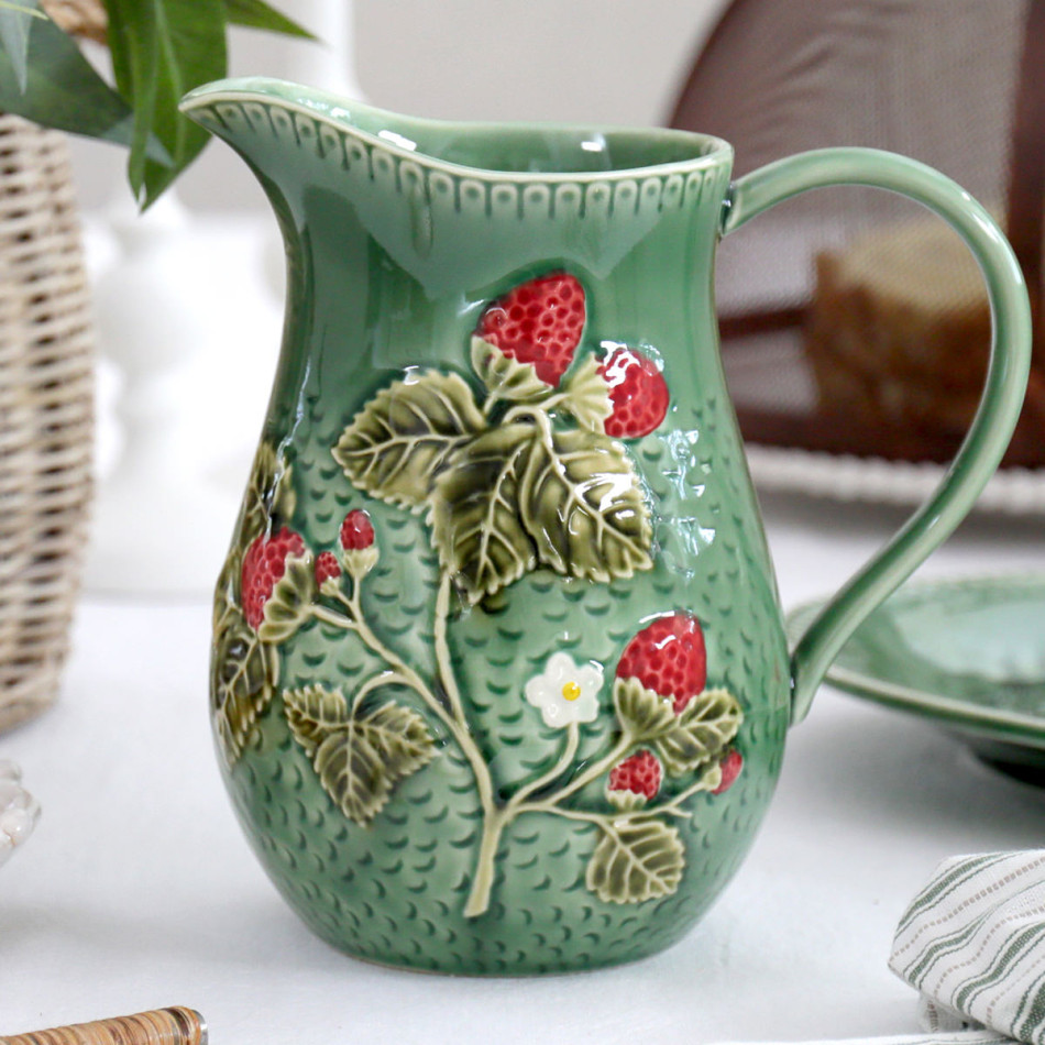 Wild Strawberry Green Jug, decorative tableware