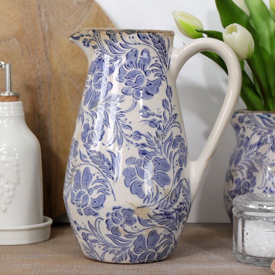 Tall Wisteria Lane Blue Jug, decorative tableware
