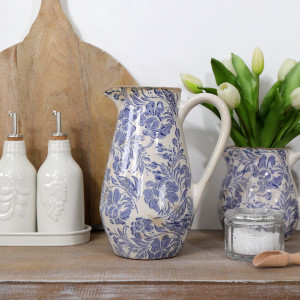 Tall Wisteria Lane Blue Jug, designed as a practical jug with decorative tabletop appeal
