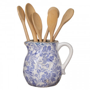 Short Wisteria Lane Blue Jug, designed as a practical jug with decorative tabletop appeal
