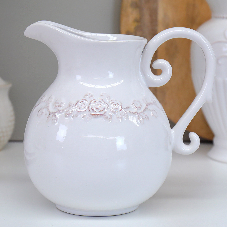 Aurelia Roses White Jug - Short, indoor occasional table