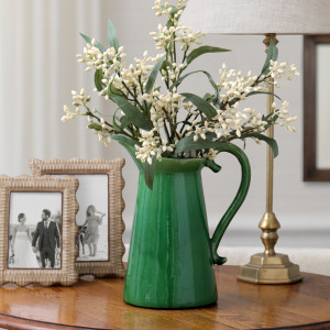 Large Provence Jug - Green, a handled vessel suited to serving or displaying a flower arrangement