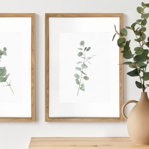 Kendale III Eucalyptus Botanical Print - Framed, decorative wall artwork for an interior display